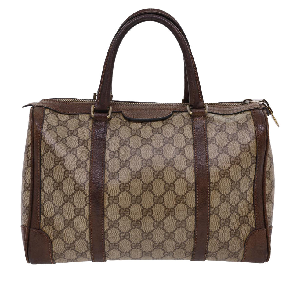 Gucci GG Canvas Hand Bag PVC Leather Beige yk6522
