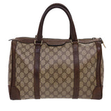 Gucci GG Canvas Hand Bag PVC Leather Beige yk6522