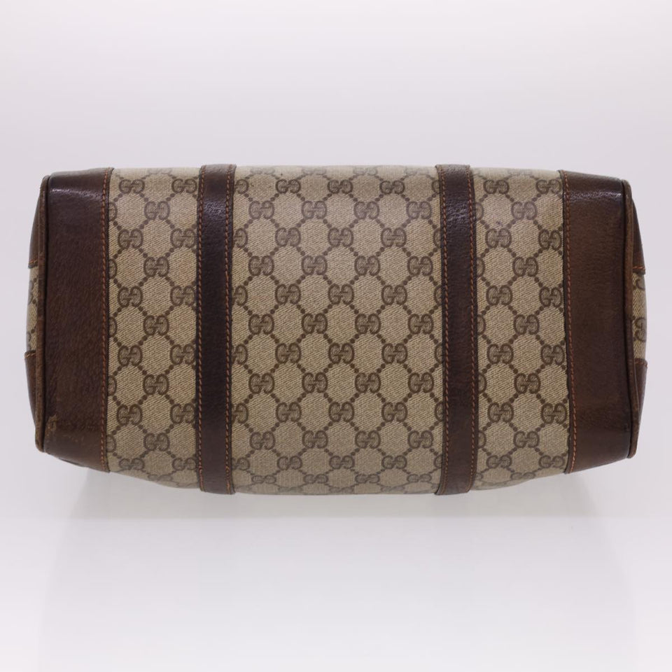 Gucci GG Canvas Hand Bag PVC Leather Beige yk6522