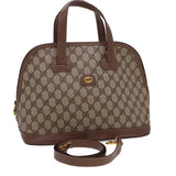 Gucci GG Canvas Hand Bag PVC Leather 2way Beige Brown yk6526
