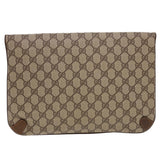 Gucci GG Canvas Clutch Bag PVC Leather Beige Brown yk6557