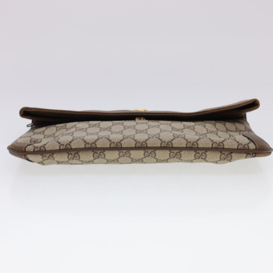 Gucci GG Canvas Clutch Bag PVC Leather Beige Brown yk6557