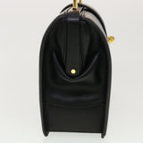 Gucci Bamboo Turn Lock Clasp Hand Bag Leather Black yk6576