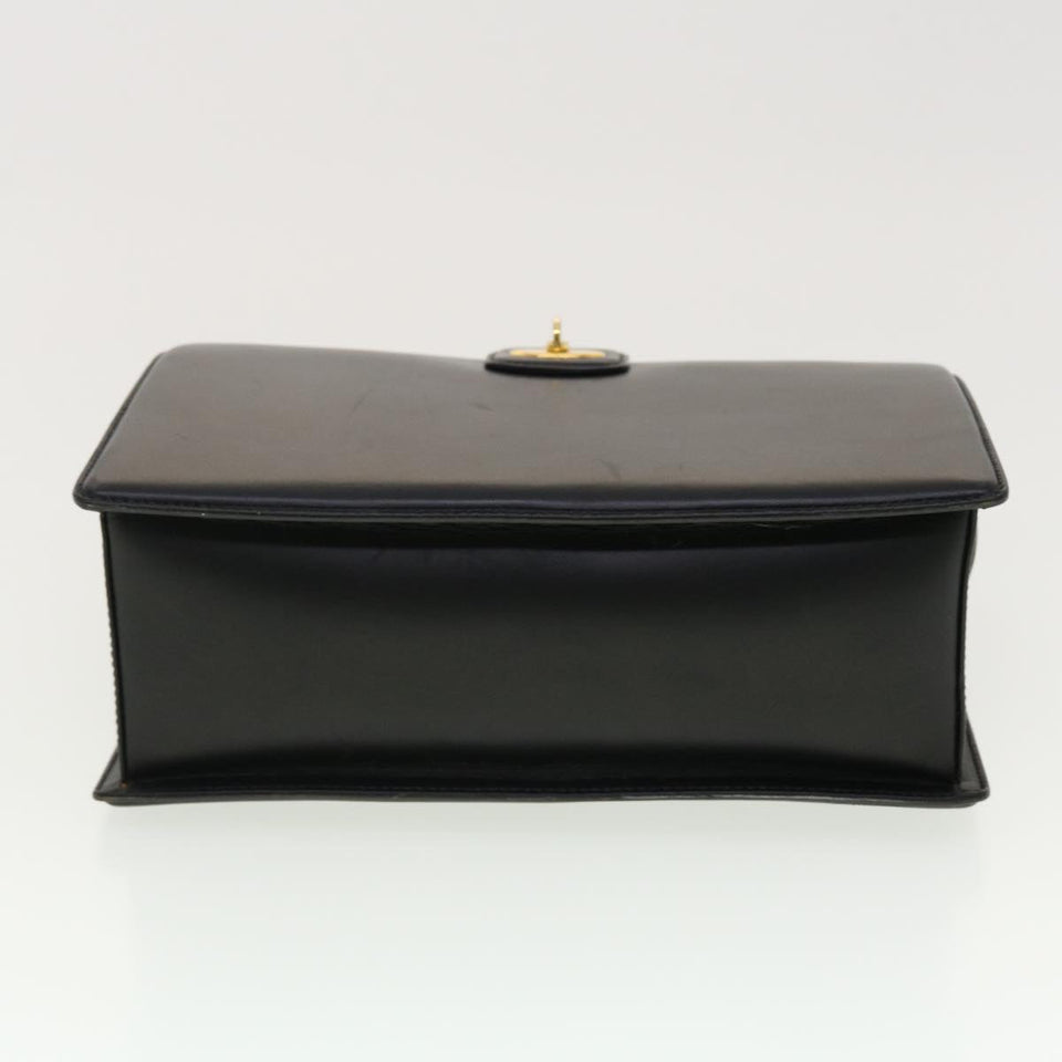 Gucci Bamboo Turn Lock Clasp Hand Bag Leather Black yk6576