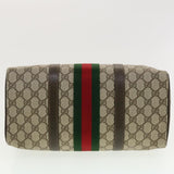 Gucci GG Canvas Web Sherry Line Boston Bag PVC Leather Beige Green yk6588B