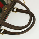 Gucci GG Canvas Web Sherry Line Boston Bag PVC Leather Beige Green yk6589B