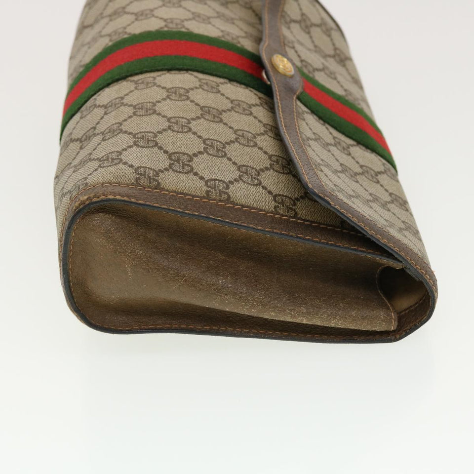 Gucci GG Canvas Web Sherry Line Clutch Bag Beige Red 89.01.007 yk6645B