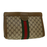 Gucci GG Canvas Web Sherry Line Clutch Bag Beige Red Green 89.01.002 yk6702