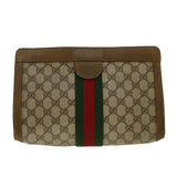 Gucci GG Canvas Web Sherry Line Clutch Bag Beige Red Green 89.01.002 yk6702