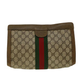 Gucci GG Canvas Web Sherry Line Clutch Bag Beige Red Green 89.01.002 yk6702