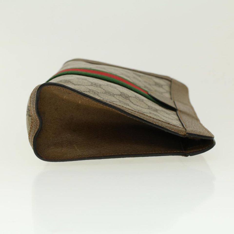 Gucci GG Canvas Web Sherry Line Clutch Bag Beige Red Green 89.01.002 yk6702