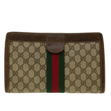 Gucci GG Canvas Web Sherry Line Clutch Bag Beige Red Green yk6708