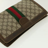 Gucci GG Canvas Web Sherry Line Clutch Bag Beige Red Green yk6708