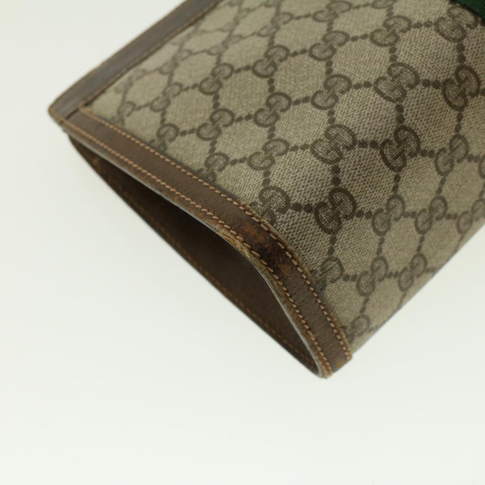 Gucci GG Canvas Web Sherry Line Clutch Bag Beige Red Green yk6708