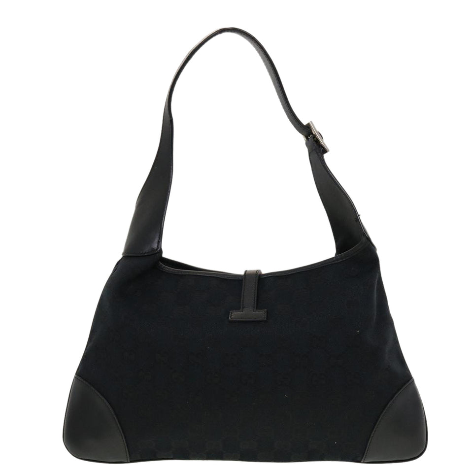 Gucci GG Canvas Sherry Line Jackie Shoulder Bag Black White 0014057 yk6735B