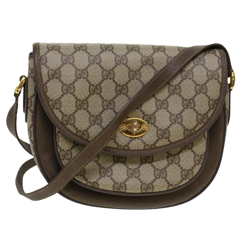 Gucci GG Canvas Turn Lock Shoulder Bag PVC Leather Beige 001.29.0930 yk6942