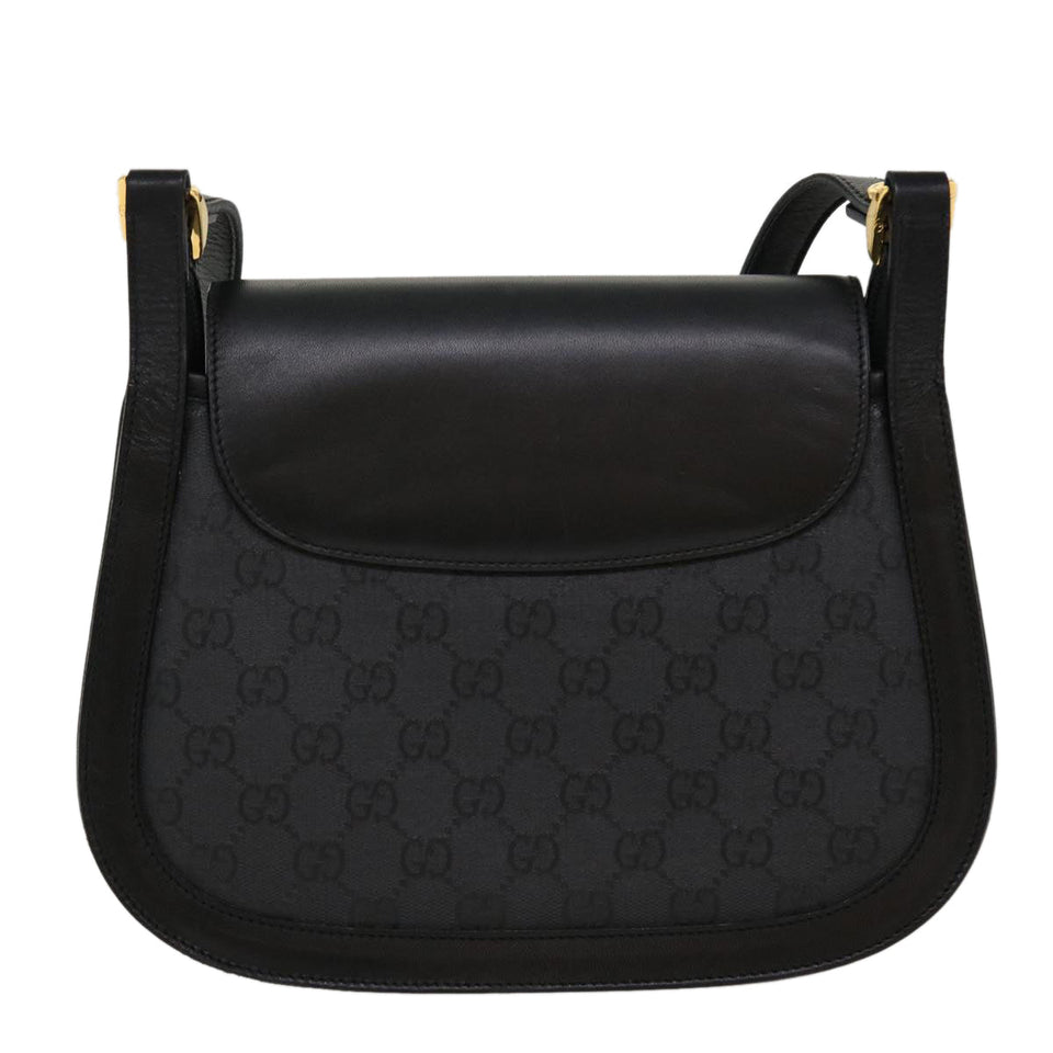 Gucci GG Canvas Turn Lock Shoulder Bag Coated Canvas Black yk6991B