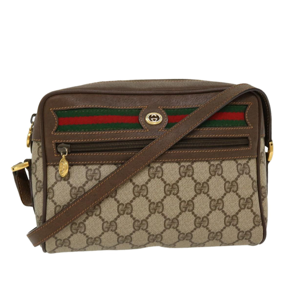 Gucci GG Canvas Web Sherry Line Shoulder Bag Beige Red 56.02.087 yk6994B
