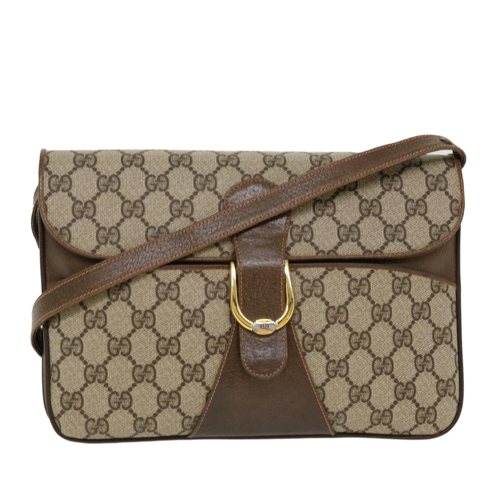 Gucci GG Canvas Shoulder Bag PVC Leather Beige yk6997B