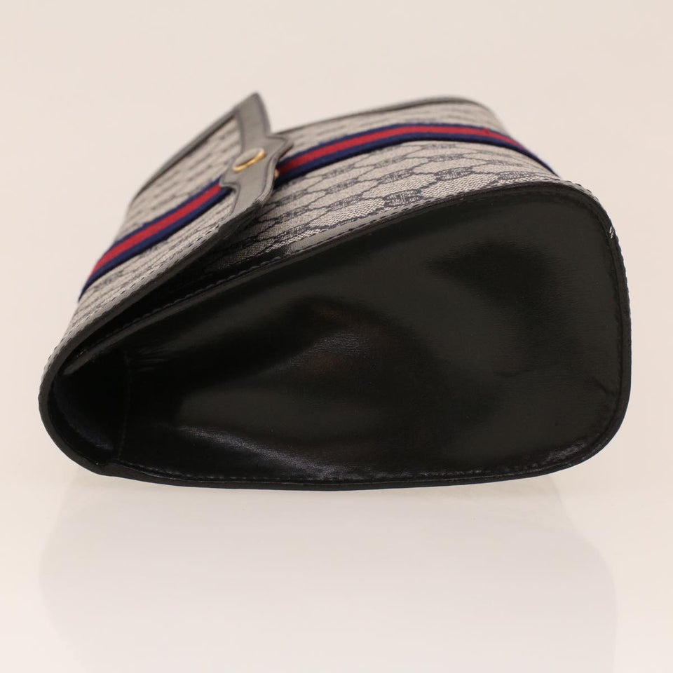 Gucci GG Canvas Sherry Line Clutch Bag Gray Red Navy 67.014.3087 yk7005B