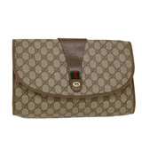 Gucci GG Canvas Web Sherry Line Clutch Bag Beige Red 89.01.031 yk7021B