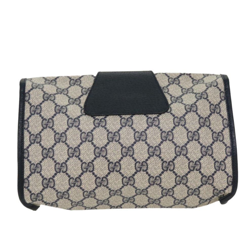 Gucci GG Canvas Sherry Line Clutch Bag Gray Red Navy 014.122 yk7022B