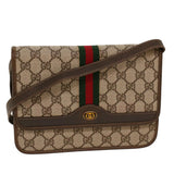 Gucci GG Canvas Web Sherry Line Shoulder Bag Beige Red Green yk7034B