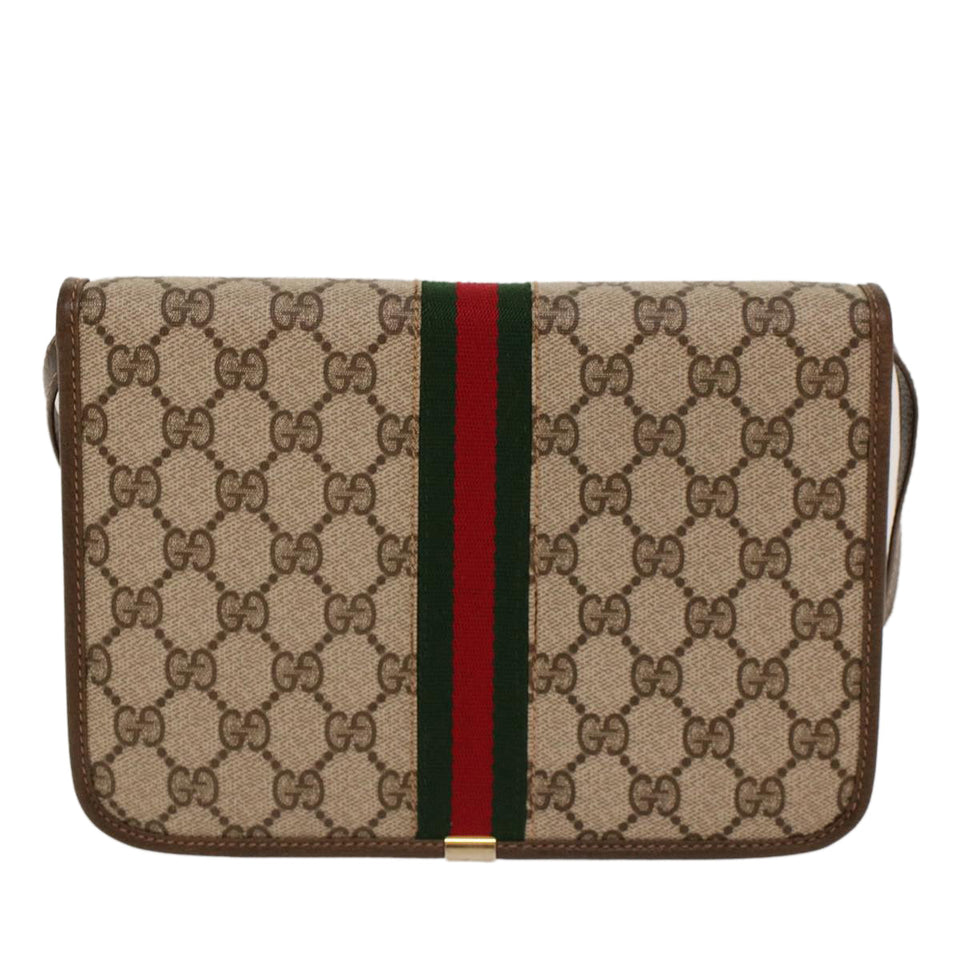 Gucci GG Canvas Web Sherry Line Shoulder Bag Beige Red Green yk7034B