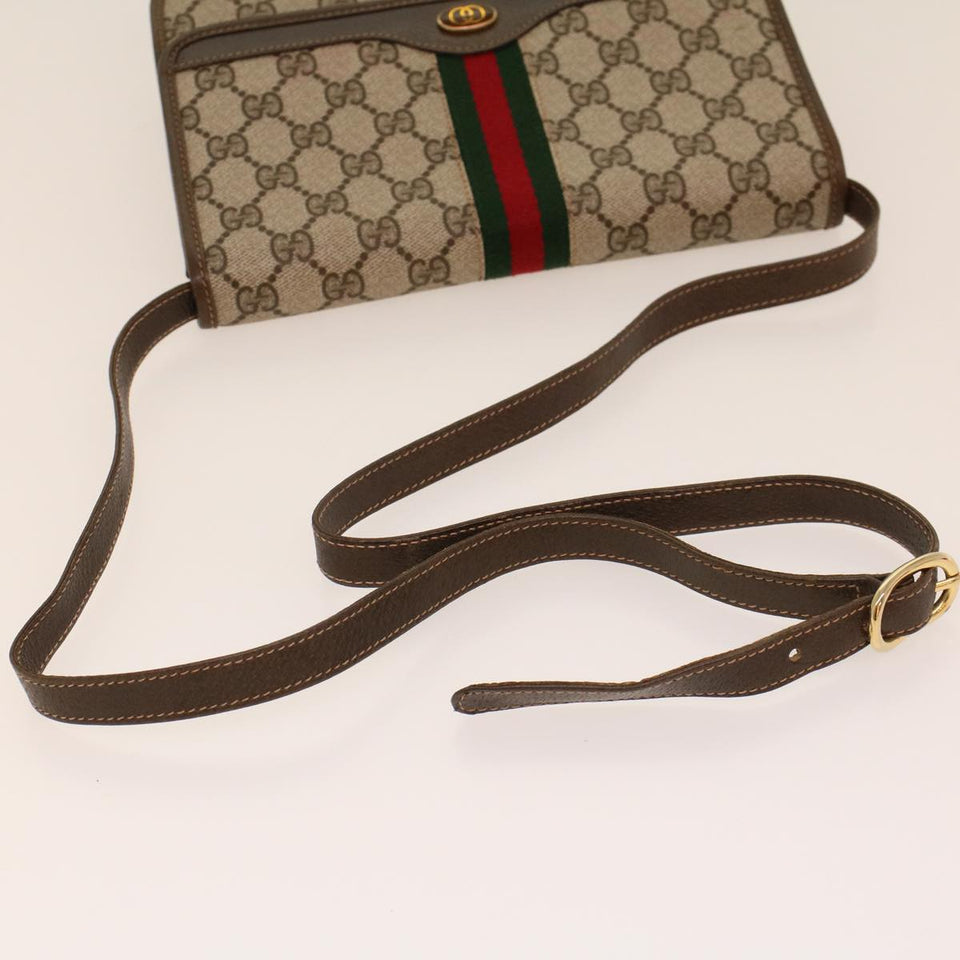 Gucci GG Canvas Web Sherry Line Shoulder Bag Beige Red Green yk7034B