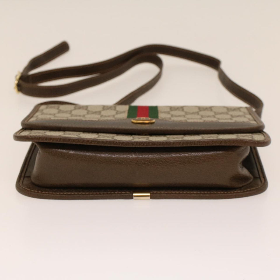 Gucci GG Canvas Web Sherry Line Shoulder Bag Beige Red Green yk7034B