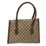Gucci GG Canvas Hand Bag PVC Leather Beige yk7052B