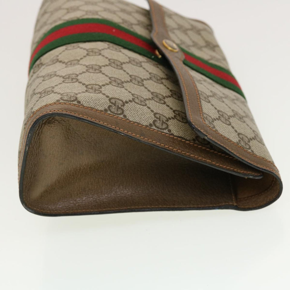 Gucci GG Canvas Web Sherry Line Clutch Bag Beige Red 89.01.007 yk7088B
