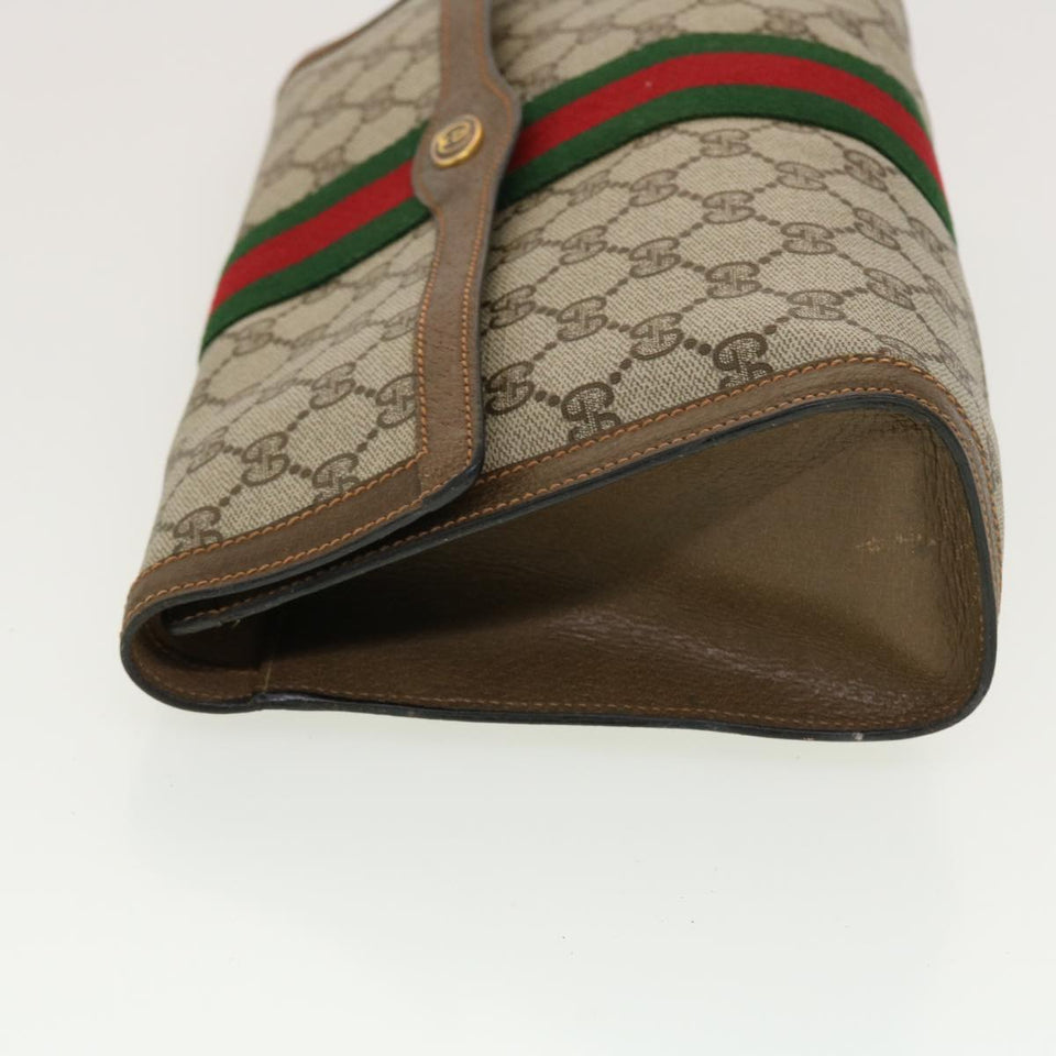 Gucci GG Canvas Web Sherry Line Clutch Bag Beige Red 89.01.007 yk7088B