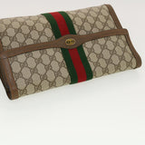 Gucci GG Canvas Web Sherry Line Clutch Bag Beige Red 89.01.007 yk7088B