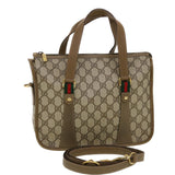 Gucci GG Canvas Web Sherry Line Hand Bag 2way Beige Red 41.02.039 yk7111
