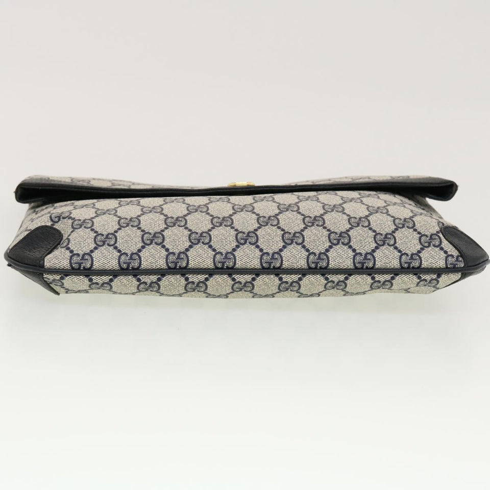 Gucci GG Canvas Clutch Bag PVC Leather Gray Navy 89.02.075 yk7122