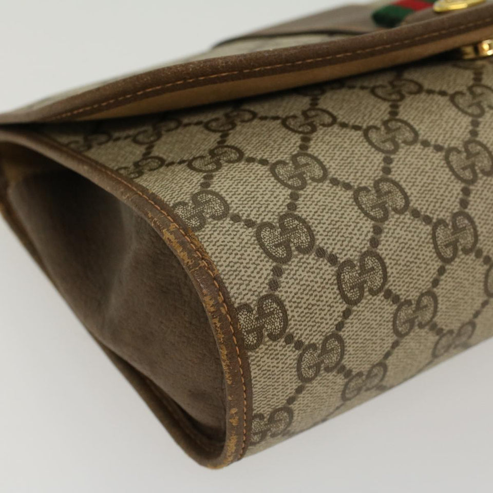 Gucci GG Canvas Web Sherry Line Clutch Bag Beige Red Green 89.01.030 yk7159
