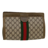 Gucci GG Canvas Web Sherry Line Clutch Bag Beige Red Green yk7165