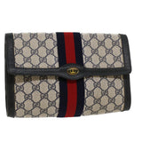 Gucci GG Canvas Sherry Line Clutch Bag PVC Leather Gray Red Navy yk7169