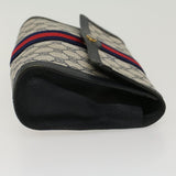 Gucci GG Canvas Sherry Line Clutch Bag PVC Leather Gray Red Navy yk7169
