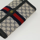 Gucci GG Canvas Sherry Line Clutch Bag PVC Leather Gray Red Navy yk7169
