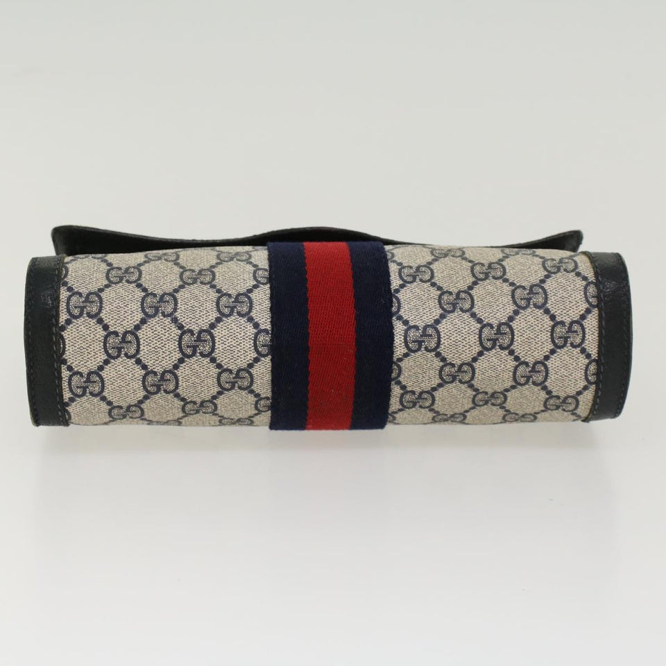 Gucci GG Canvas Sherry Line Clutch Bag PVC Leather Gray Red Navy yk7169