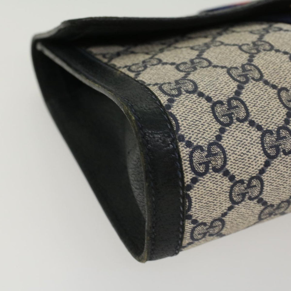 Gucci GG Canvas Sherry Line Clutch Bag PVC Leather Gray Red Navy yk7169