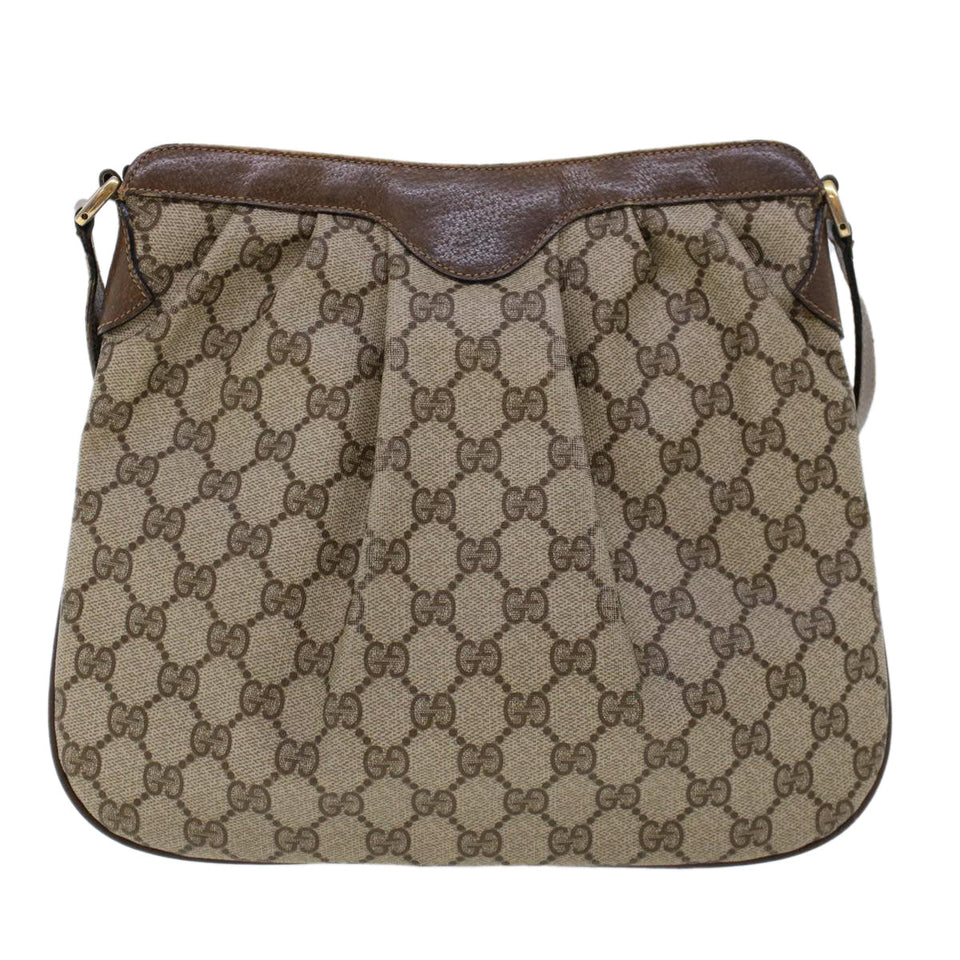 Gucci GG Canvas Shoulder Bag PVC Leather Beige yk7340