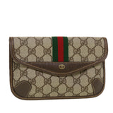Gucci GG Canvas Web Sherry Line Pouch PVC Leather Beige Red Green yk7352