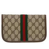 Gucci GG Canvas Web Sherry Line Pouch PVC Leather Beige Red Green yk7352