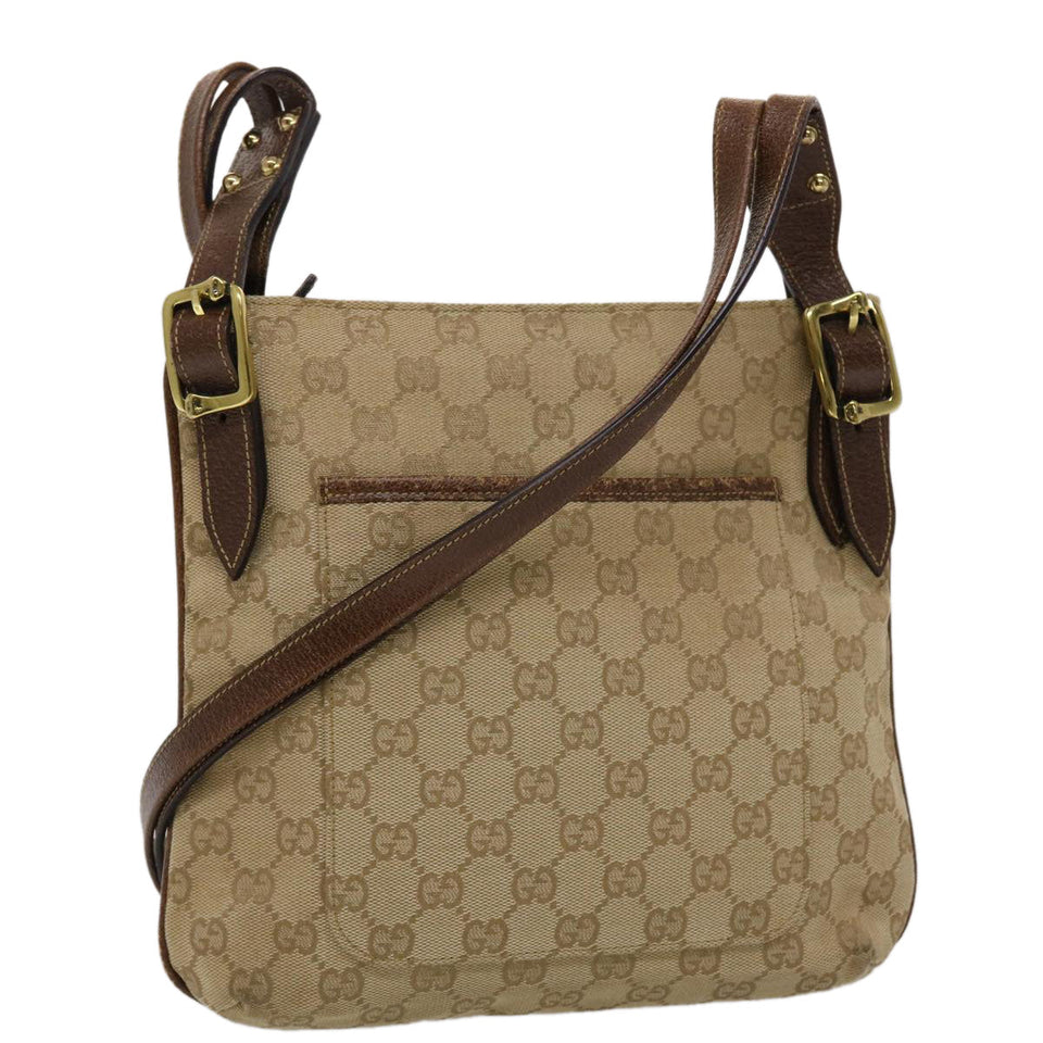 Gucci GG Canvas Shoulder Bag Leather Beige 115514 yk7361