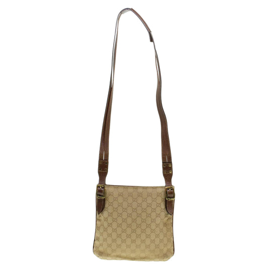 Gucci GG Canvas Shoulder Bag Leather Beige 115514 yk7361