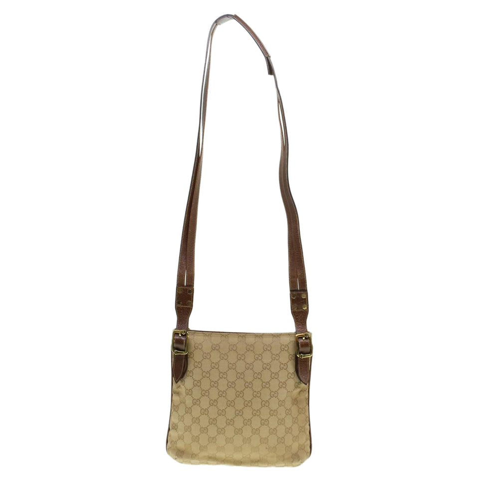 Gucci GG Canvas Shoulder Bag Leather Beige 115514 yk7361