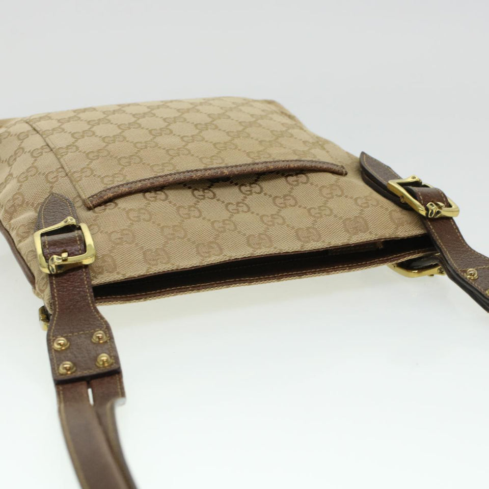 Gucci GG Canvas Shoulder Bag Leather Beige 115514 yk7361